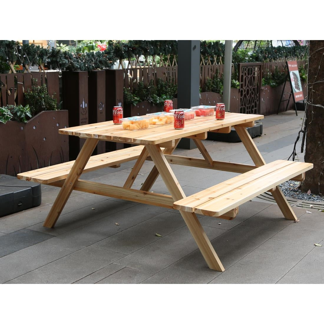Bolero Elements Wooden Picnic Table & Bench Set 5ft