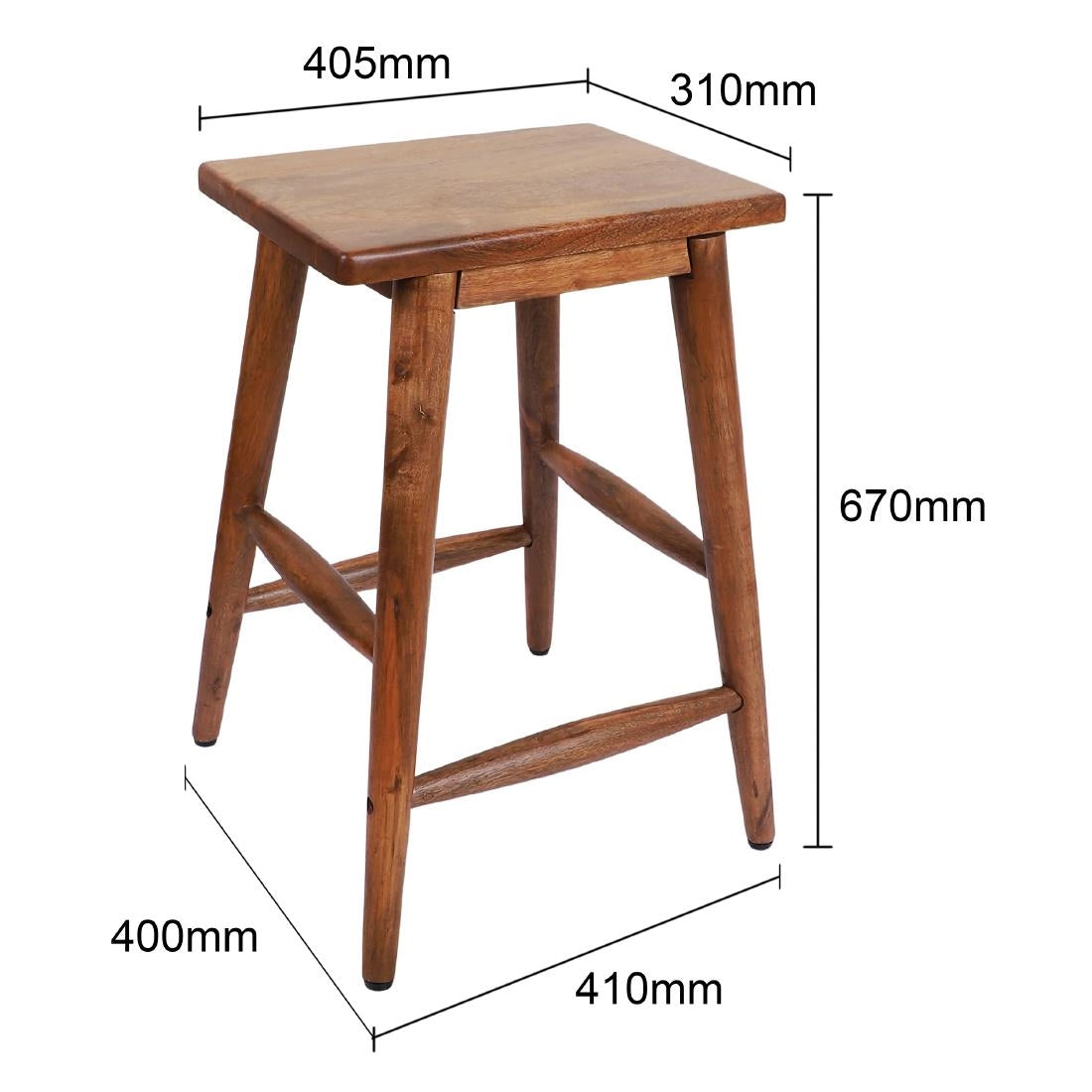Bolero Halsbury Mango Wood Stools (2 Pack)