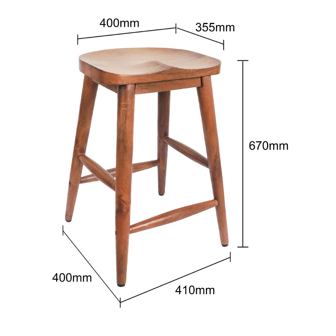 Bolero Halsbury Curved Mango Wood Stools (2 Pack)