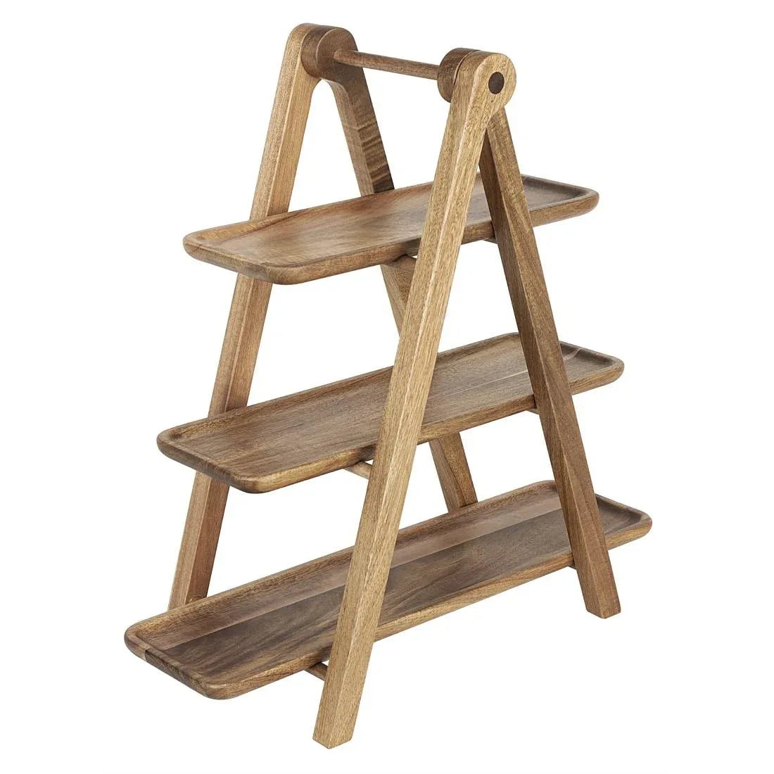 JB989 Olympia Acacia Wood 3-Tier Serving Trays with Display Stand - 430x200x445mm