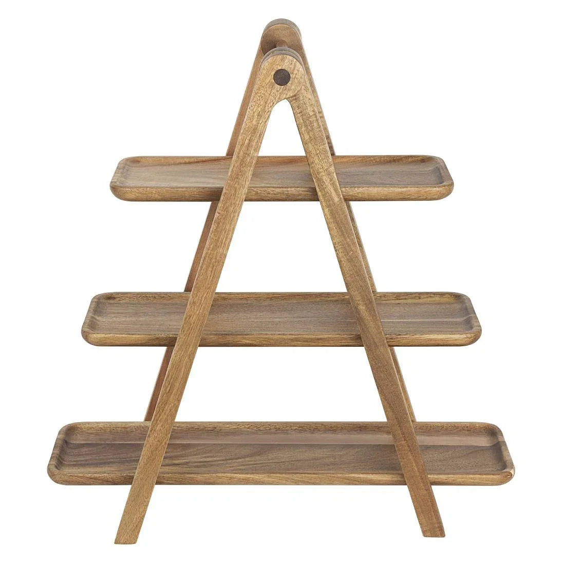 JB989 Olympia Acacia Wood 3-Tier Serving Trays with Display Stand - 430x200x445mm
