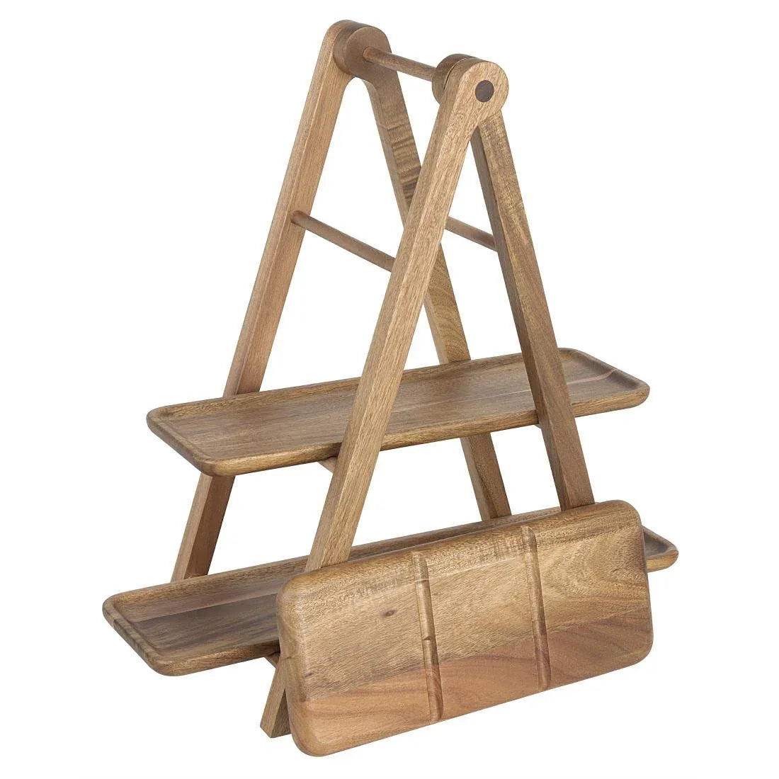 JB989 Olympia Acacia Wood 3-Tier Serving Trays with Display Stand - 430x200x445mm