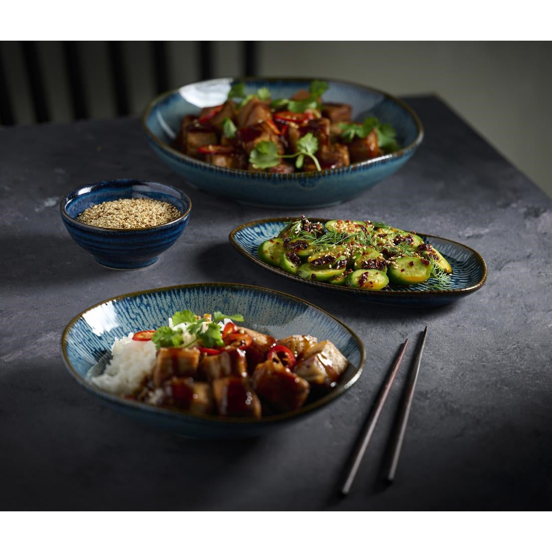 JC659 Cascade Sapphire Blue Natural Bowl - 220mm  (Pack 6) (Direct)