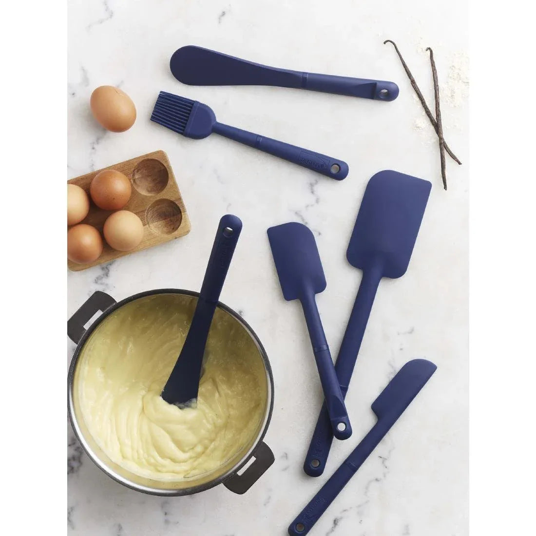 JC920 Deglon Stop Glisse Maryse Blue Heat Resistant Spatula - 9 4/5"