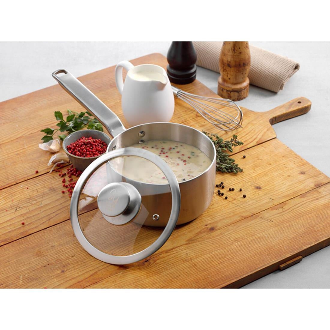 Samuel Groves Stainless Steel Saucepan and Glass Lid 18cm
