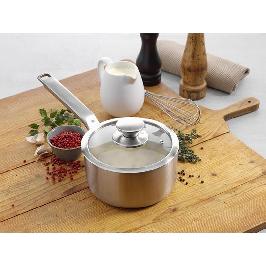 Samuel Groves Stainless Steel Saucepan and Glass Lid 18cm