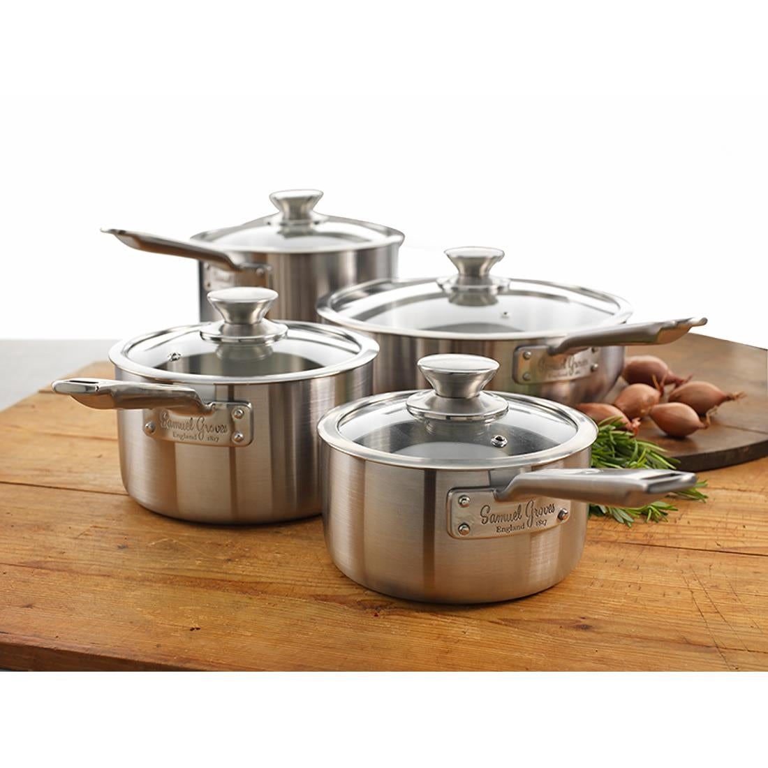 Samuel Groves Stainless Steel Saucepan and Glass Lid 20cm