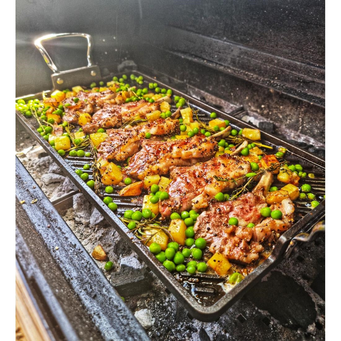 JC895 Samuel Groves Cast Iron Double Burner Griddle - 45x25cm (Direct)