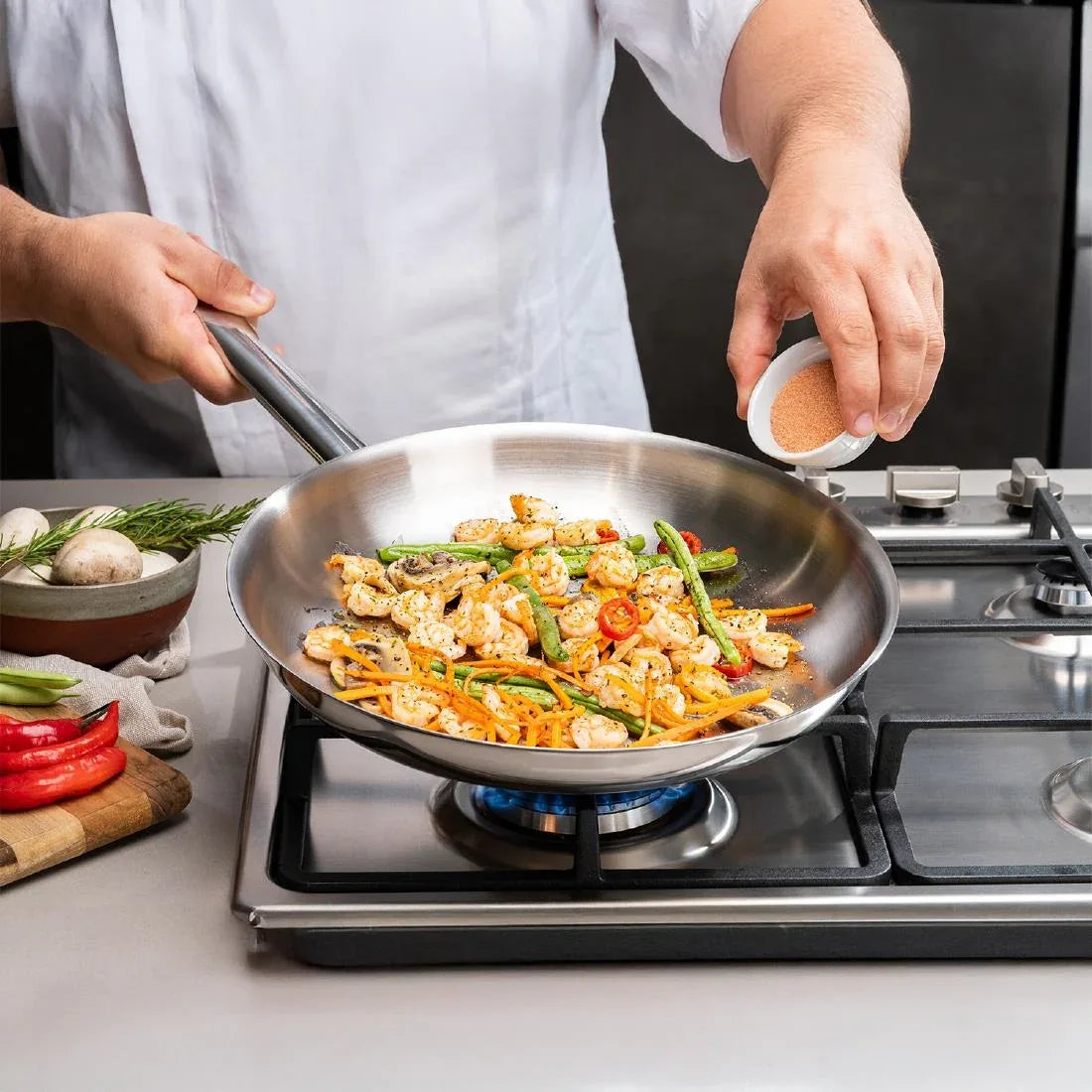 JC945 Tramontina Stainless Steel Triple Base Frying Pan - 300mm