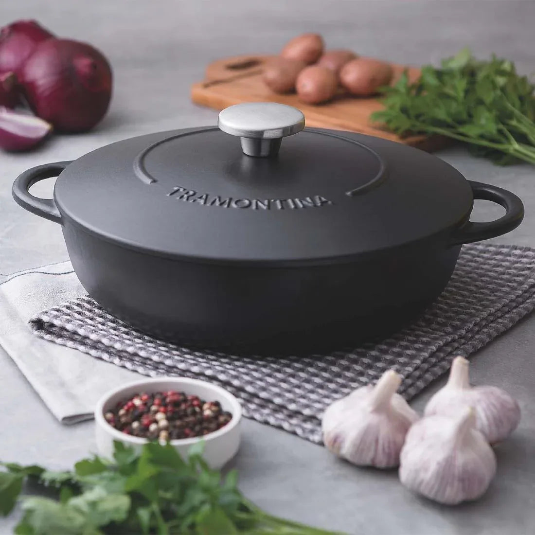 JC947 Tramontina Enamel Cast Iron Shallow Casserole Dish - 280mm