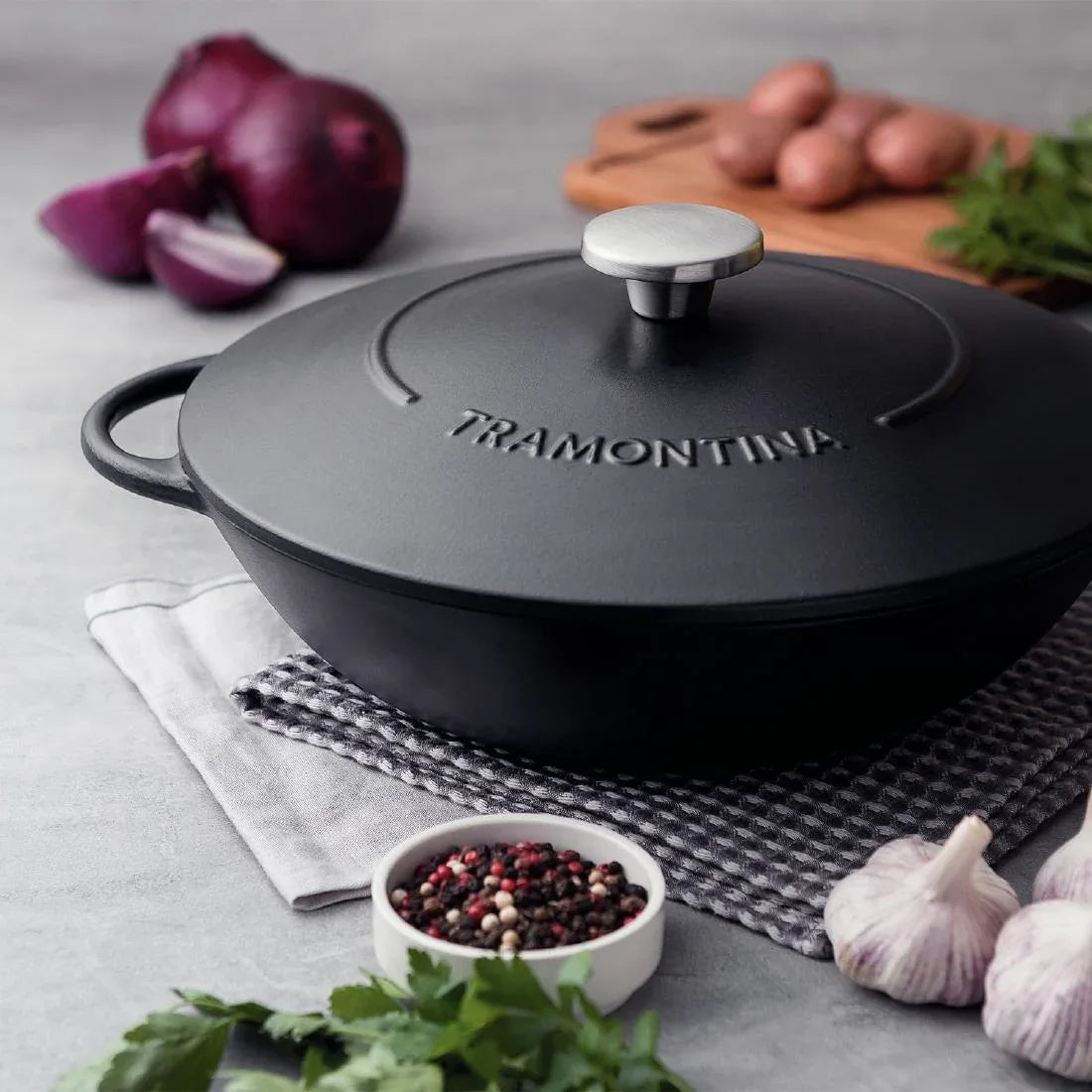 JC949 Tramontina Enamel Cast Iron Wok - 320mm