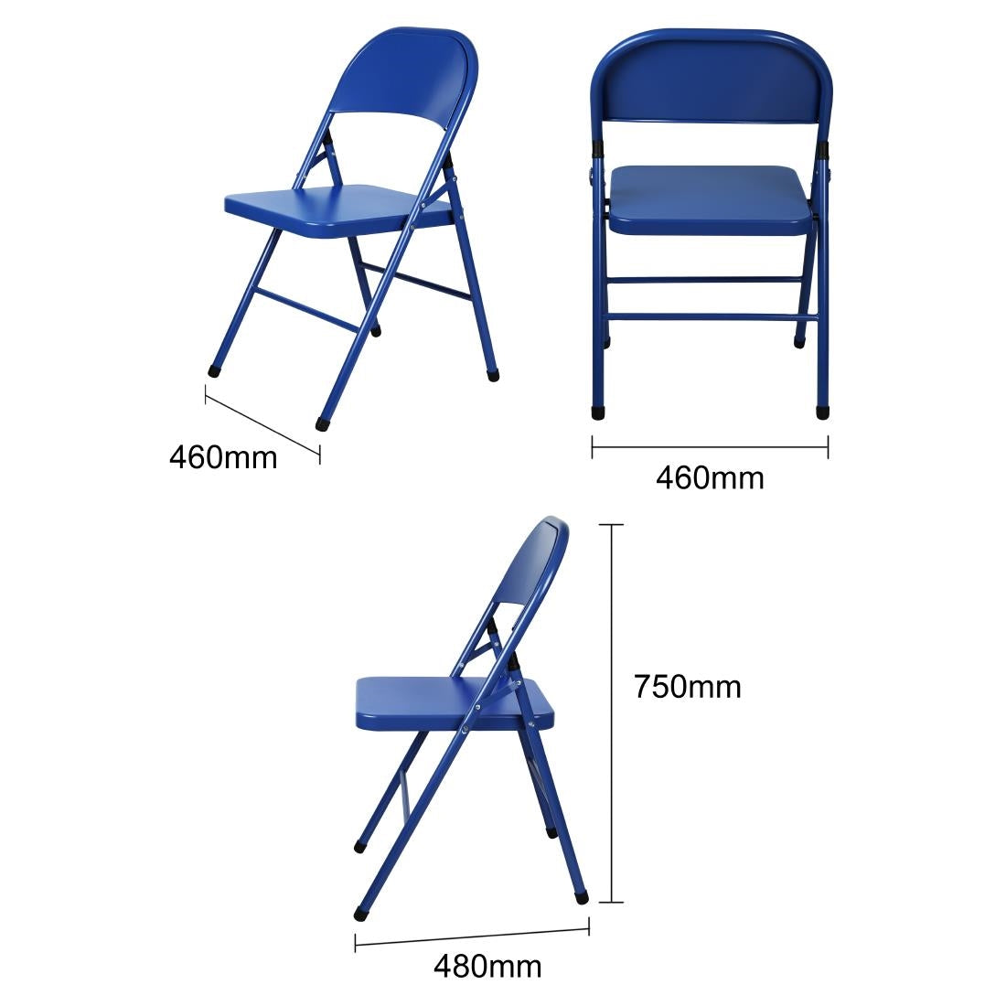 Bolero Metal Folding Chairs Blue (4 Pack)