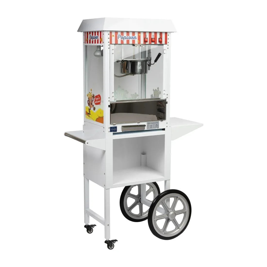 JE458 Haxro Popcorn Machine And Cart White 8oz (Direct)