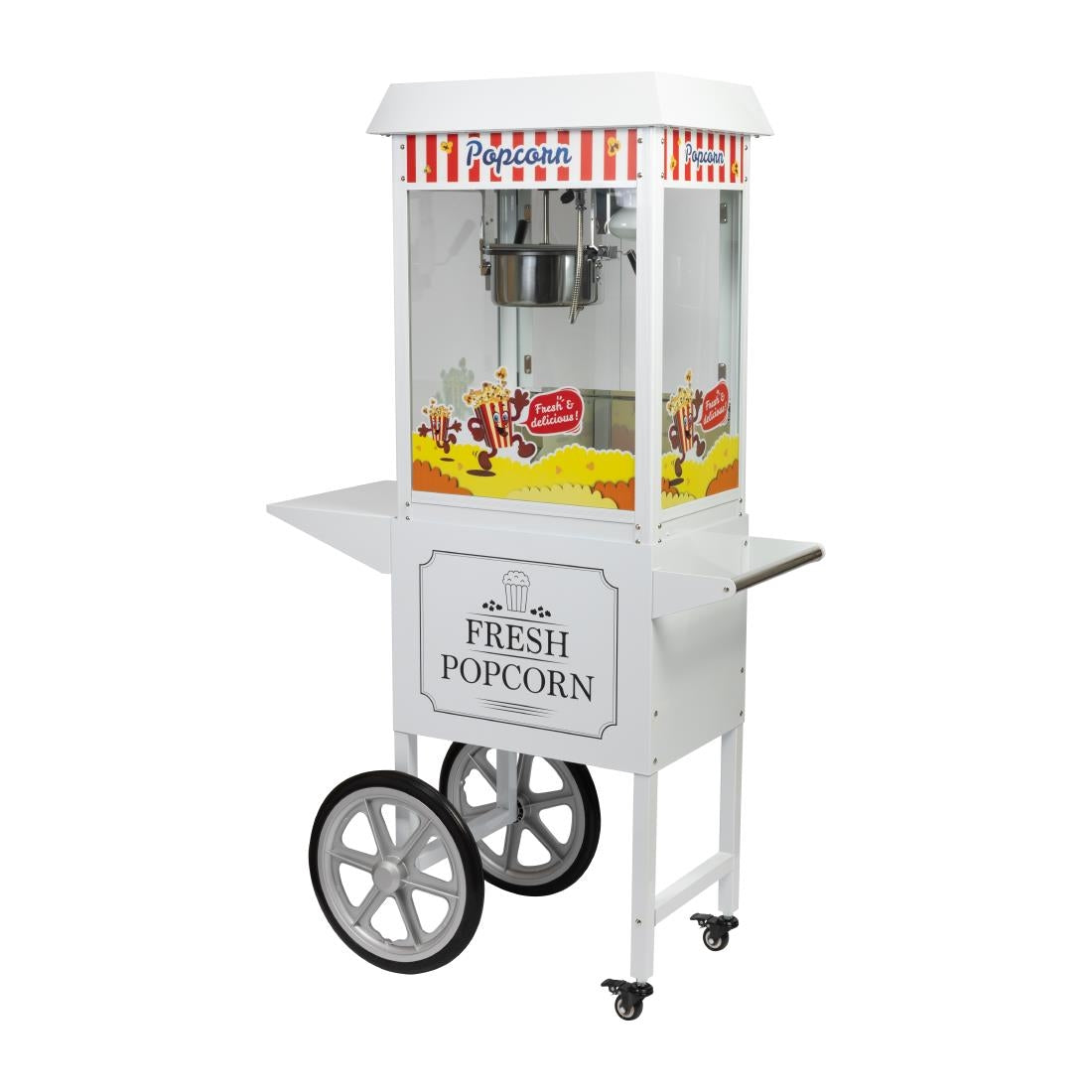 JE458 Haxro Popcorn Machine And Cart White 8oz (Direct)