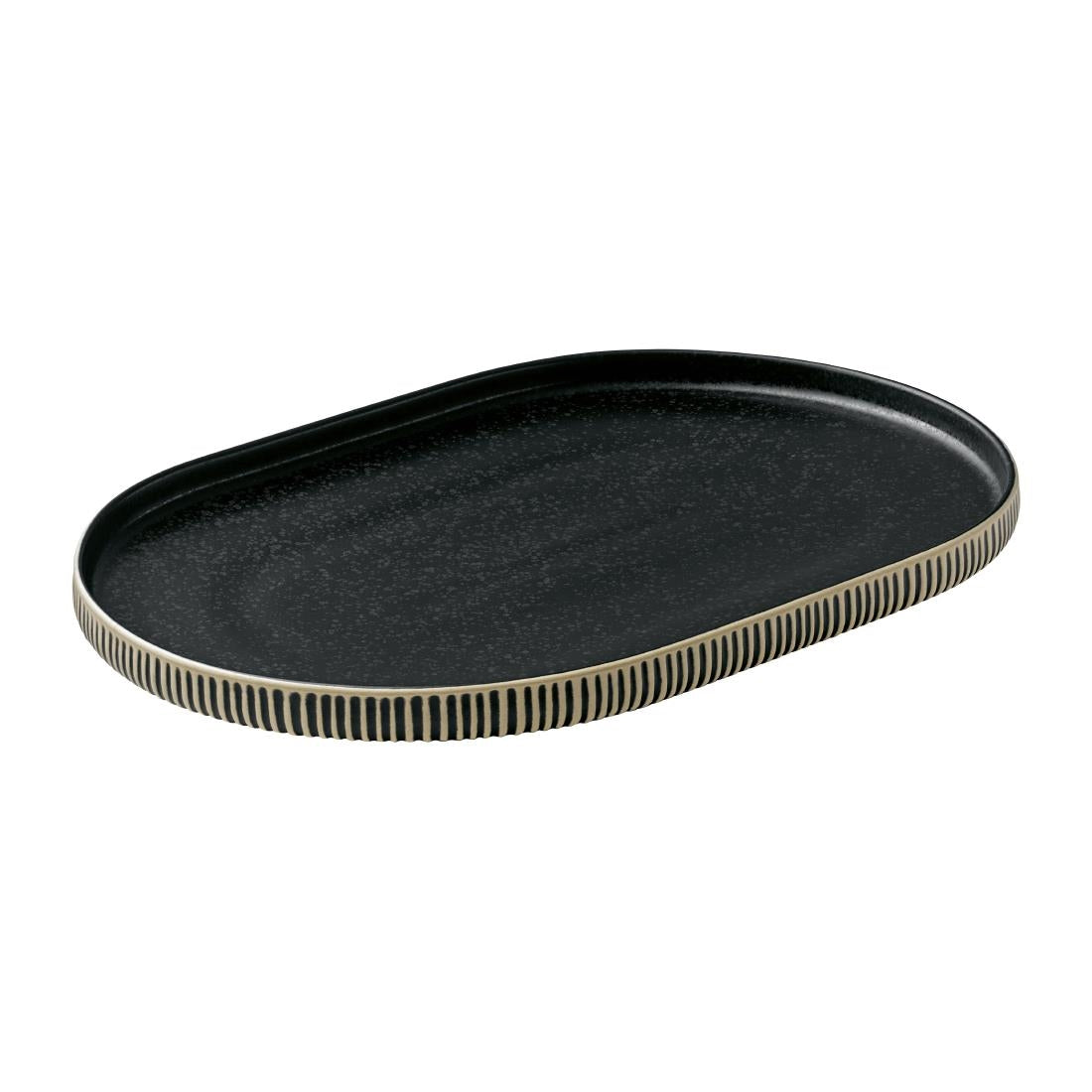 JE539 Playground Nara Black & White Oval Plate - 300x200mm (Pack 6)