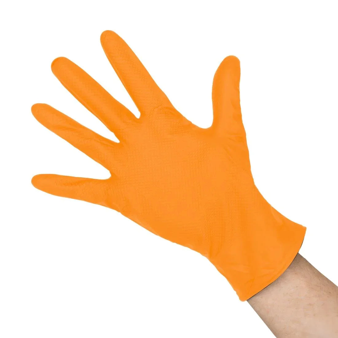 JE602-L Grippaz HD Nitrile P/Free Disp Gloves - Orange - Size 9/L (Pack 50) (Direct)