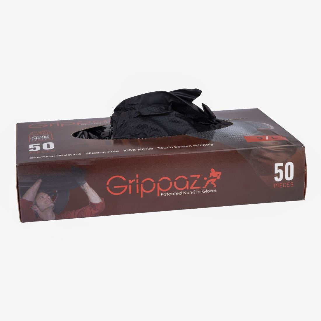 JE603-L Grippaz HD Nitrile P/Free Disp Gloves - Black - Size 9/L (Pack 50) (Direct)