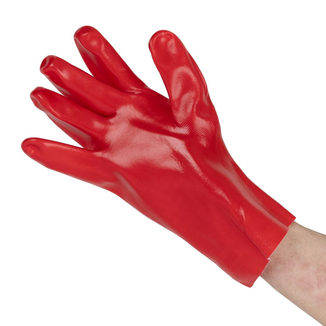 JE606-10 Gauntlet KeepSAFE Red PVC Fully Coated 27cm GLO46 - Size 10 (Pack 12) (Direct)