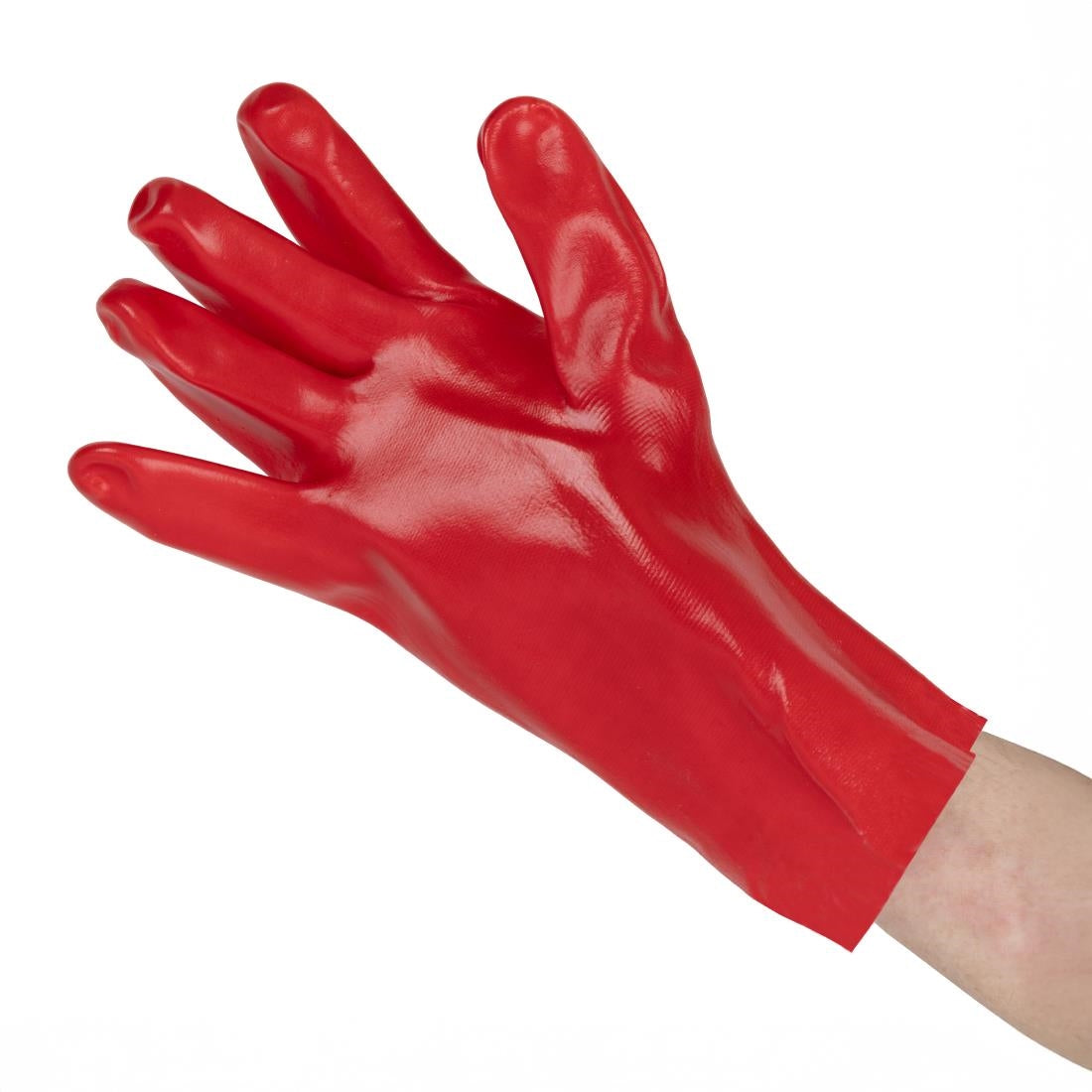 JE607-9 Gauntlet KeepSAFE Red PVC Fully Coated 35cm GLO47 - Size 9 (Pack 12) (Direct)