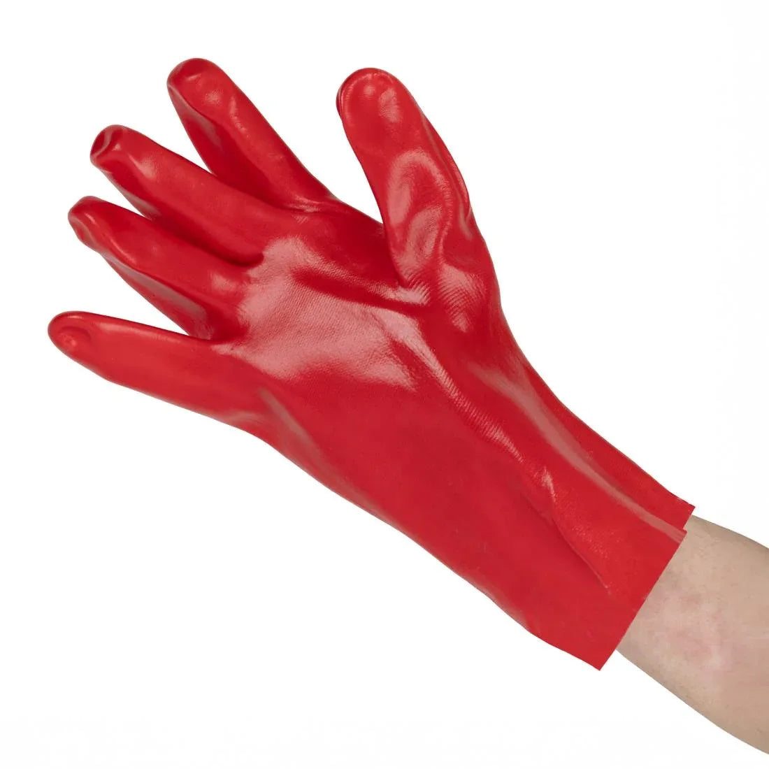JE607-9 Gauntlet KeepSAFE Red PVC Fully Coated 35cm GLO47 - Size 9 (Pack 12) (Direct)