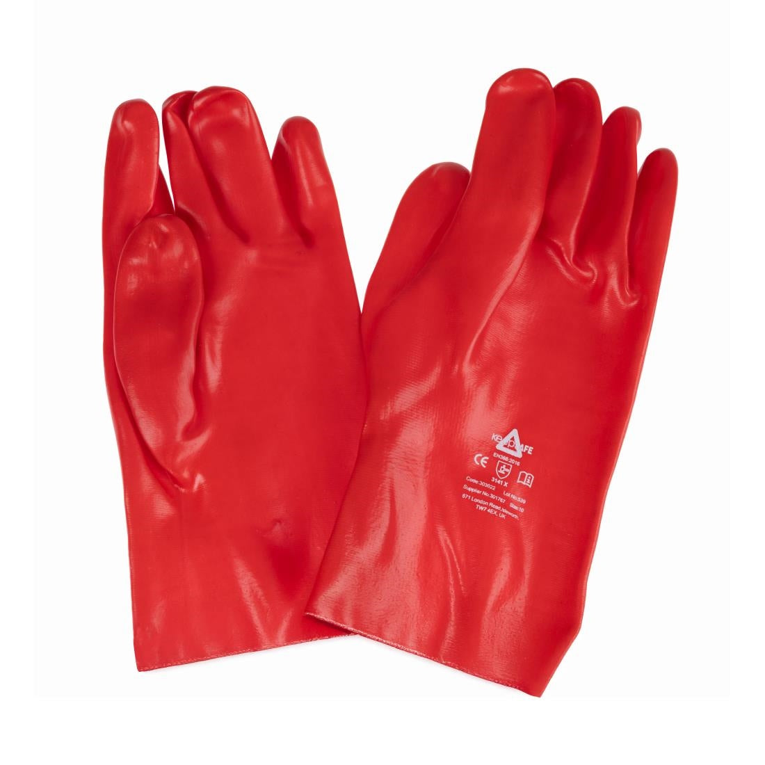 JE607-9 Gauntlet KeepSAFE Red PVC Fully Coated 35cm GLO47 - Size 9 (Pack 12) (Direct)