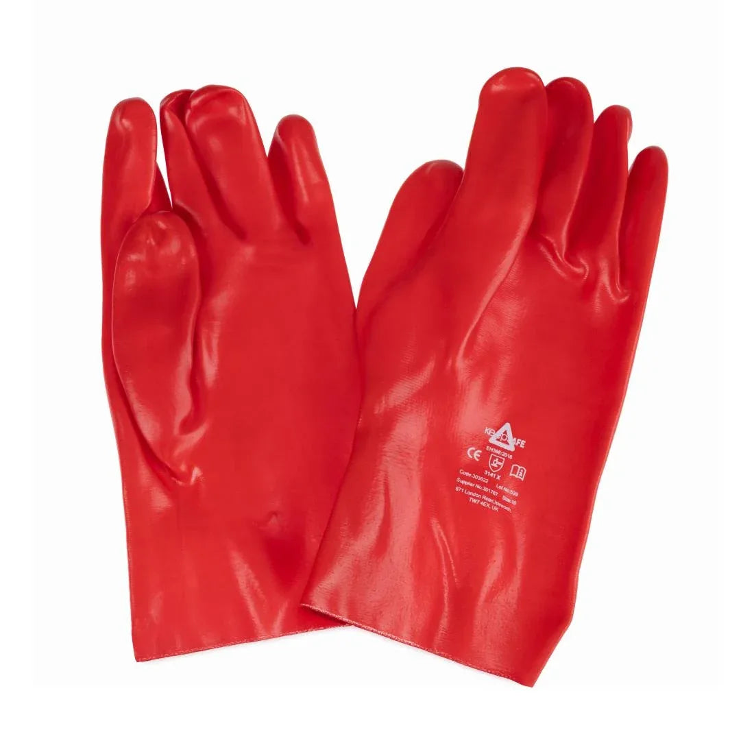 JE607-9 Gauntlet KeepSAFE Red PVC Fully Coated 35cm GLO47 - Size 9 (Pack 12) (Direct)