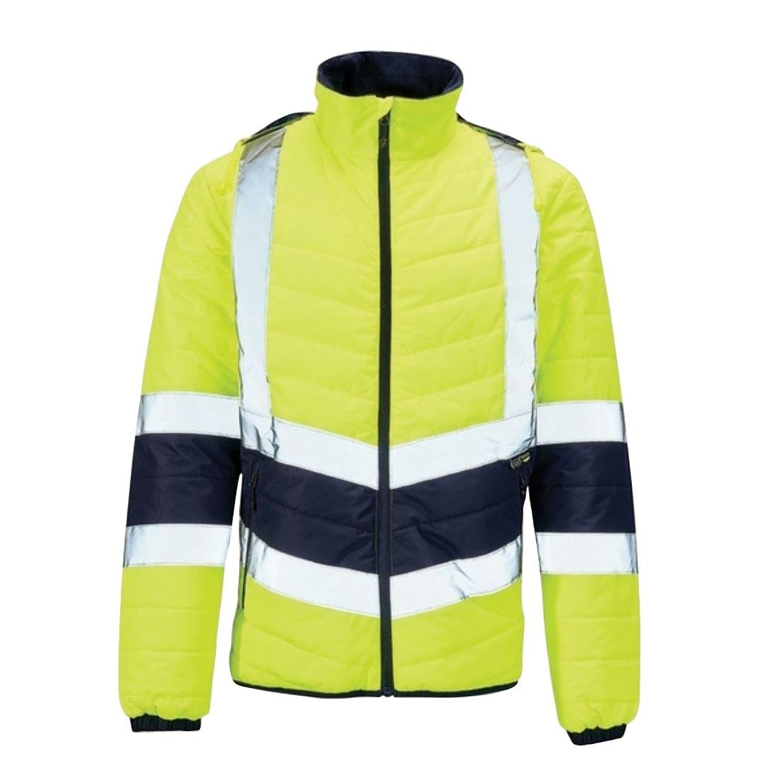 JE631-L Hi Vis Full Zip Puffer Jacket 2 Tone Yellow/Navy - Size L (Direct)