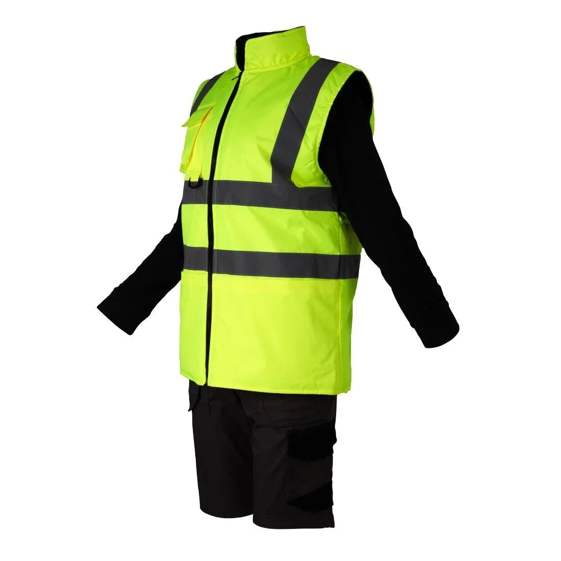 JE633-L KeepSAFE Hi Vis Bodywarmer Reversible Yellow - Size L (Direct)