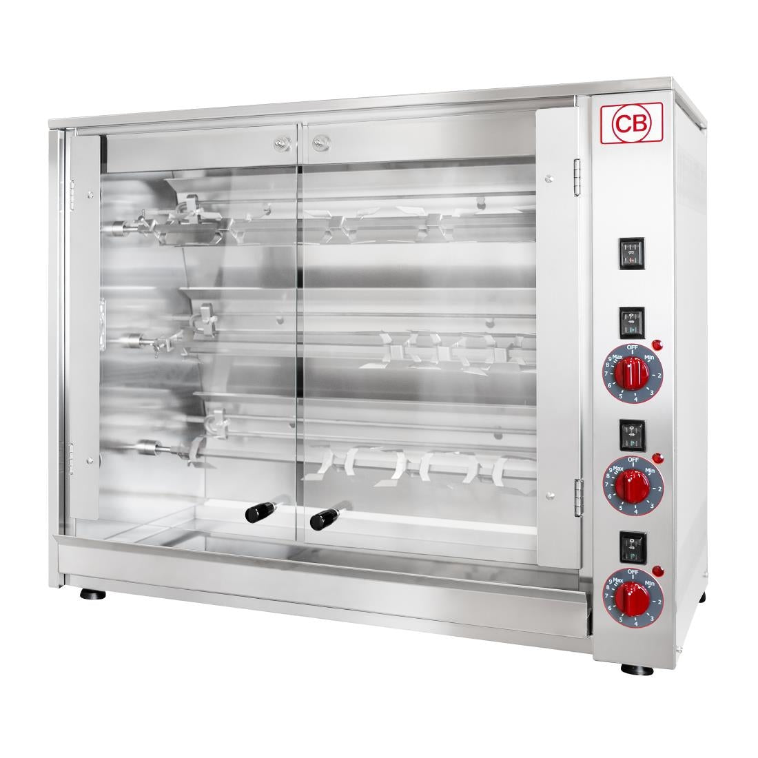 JE701 CB E12P-S3 Electric Chicken Rotisserie - 3 Spit 12 Birds (Direct)