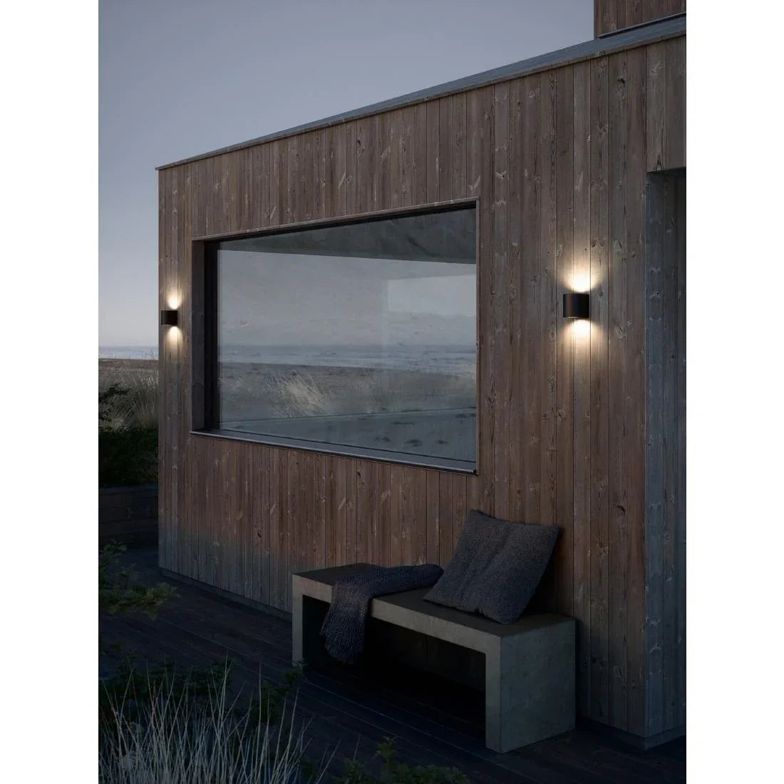 JE739 Nordlux Canto 2 Outdoor Wall Light Seaside Black (Direct)