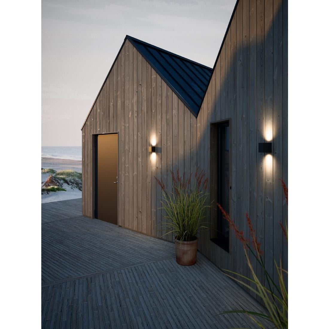 JE744 Nordlux Canto Kubi 2 Outdoor Wall Light Seaside Black (Direct)
