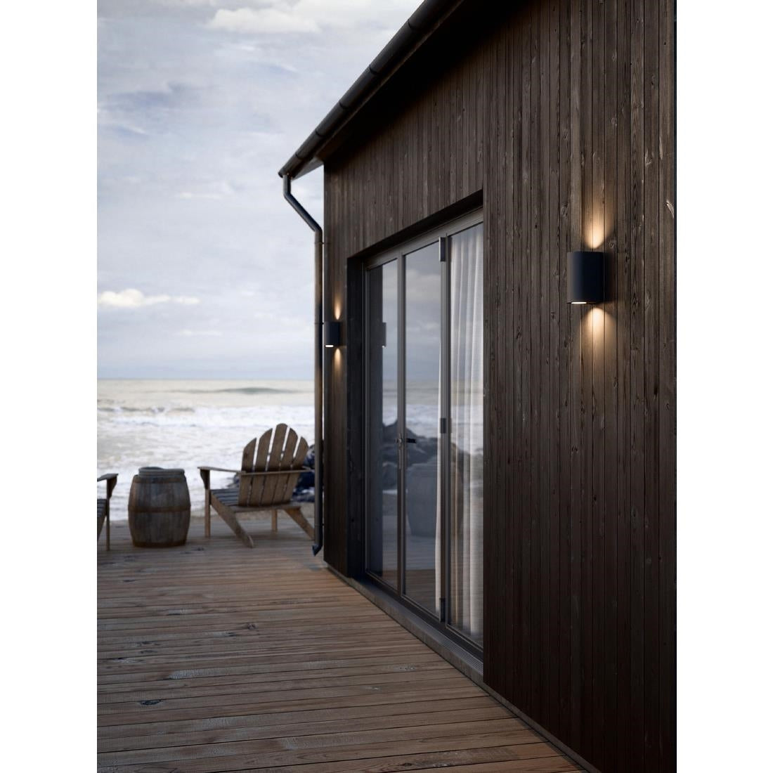 JE749 Nordlux Canto Maxi 2 Outdoor Wall Light Seaside Black (Direct)