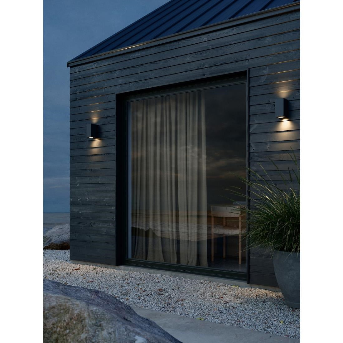 JE752 Nordlux Canto Maxi Kubi 2 Outdoor Wall Light Seaside Black (Direct)
