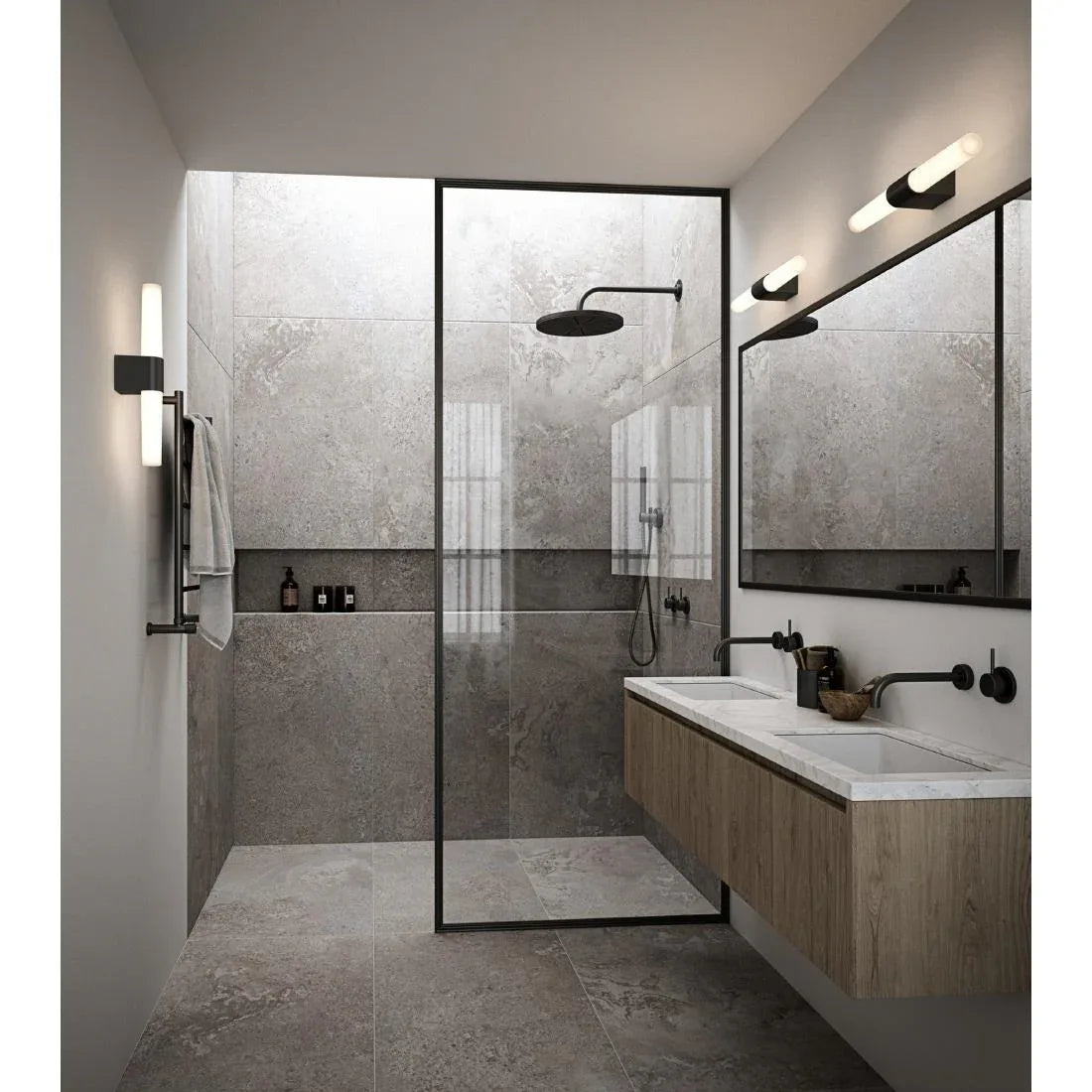 JE784 Nordlux Helva Double Basic Indoor Wall Light Black (Direct)