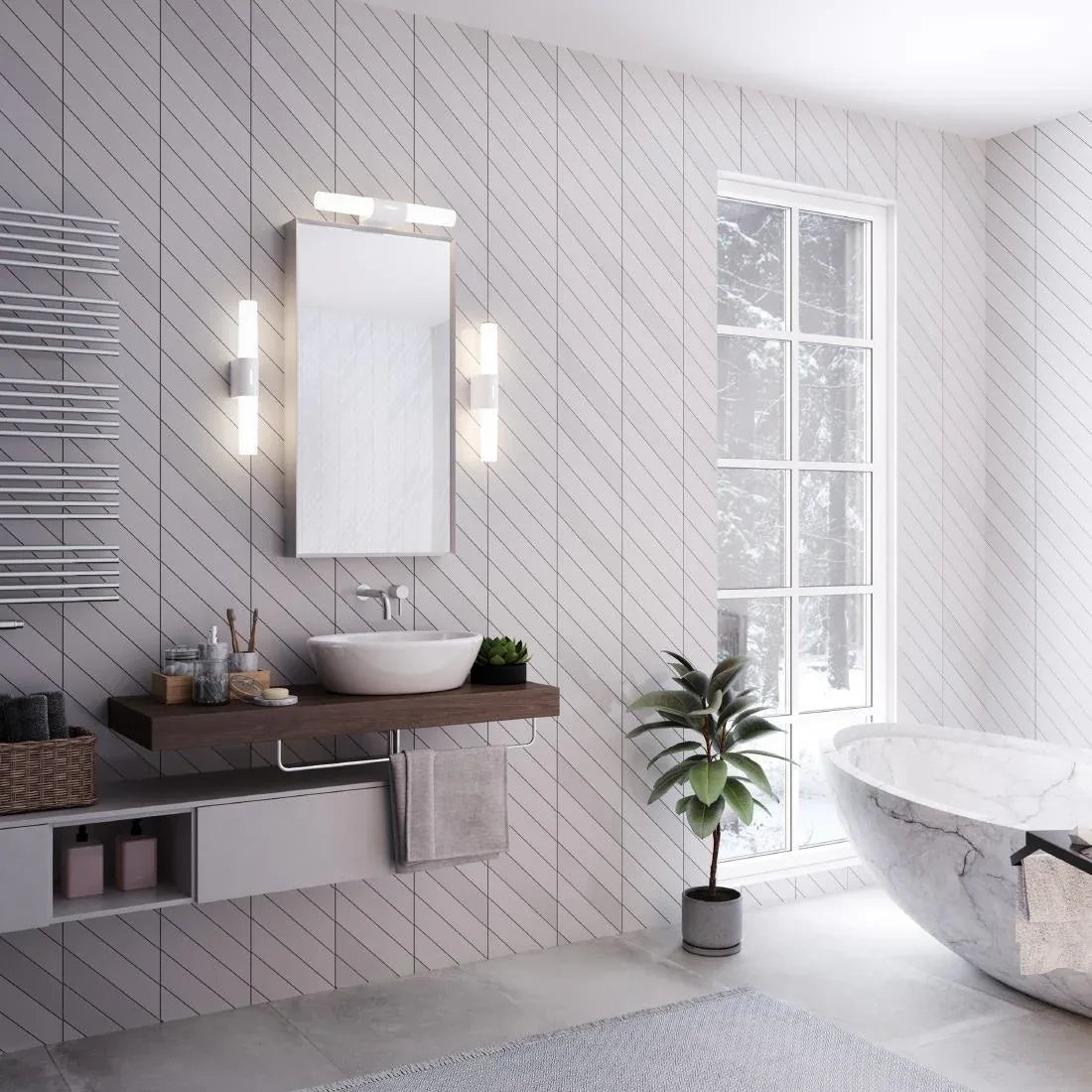 JE785 Nordlux Helva Double Basic Indoor Wall Light White (Direct)