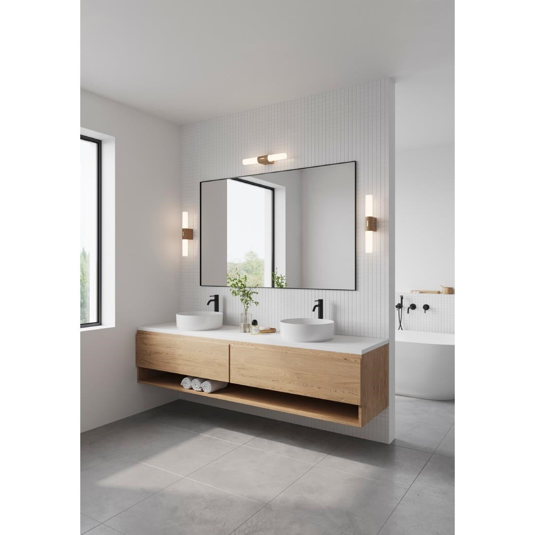 JE786 Nordlux Helva Double Basic Indoor Wall Light Wood Foil (Direct)