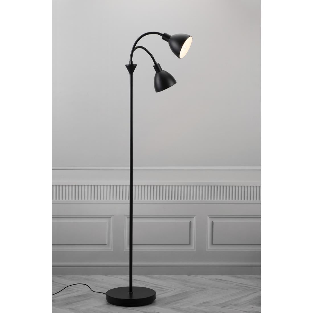 JE830 Nordlux Ray Double Indoor Floor Lamp Black (Direct)