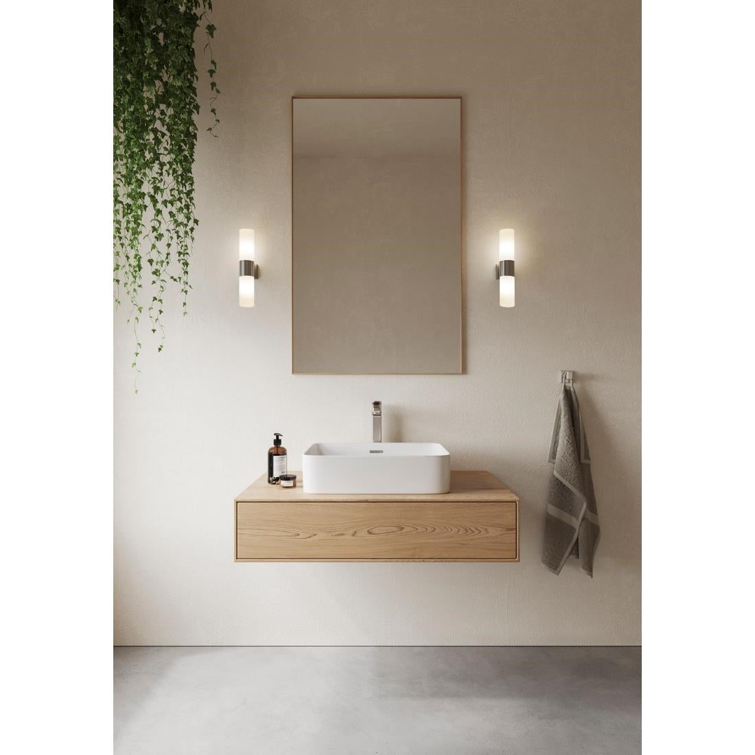 JE846 Nordlux Tangens Double Indoor Wall Light Brushed Steel (Direct)