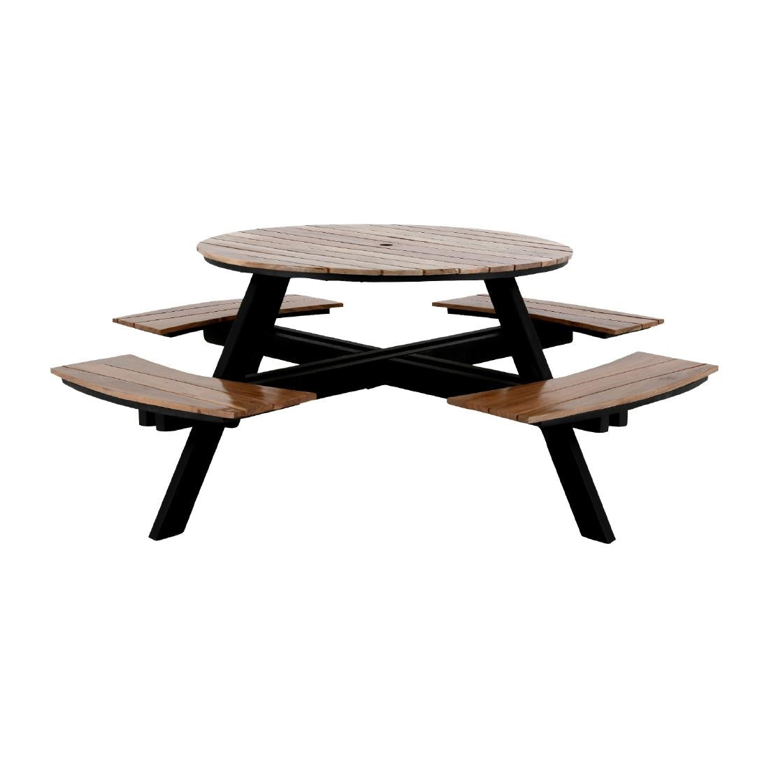 Bolero Acacia Round Picnic Table Bench Set