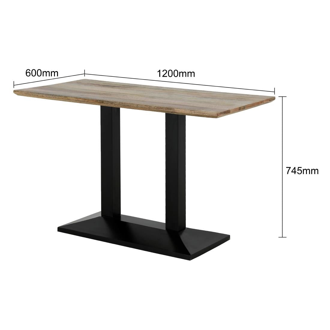 Bolero Loft Rectangle Dining Table with Wooden Top