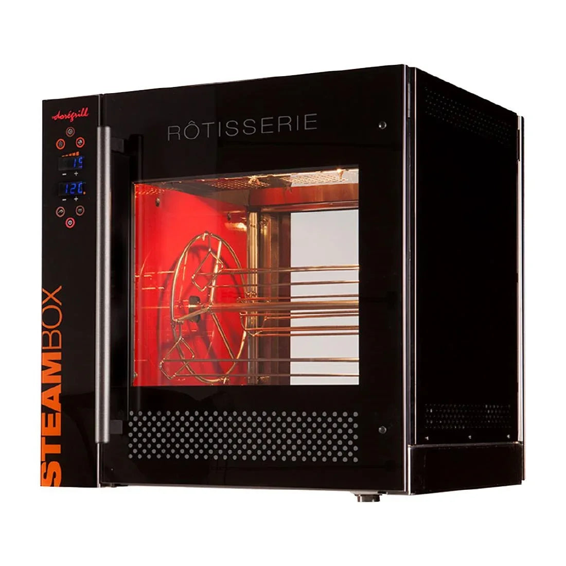 JE938 Doregrill Steambox Electric Self-Cleaning Basket Rotisserie (Direct)