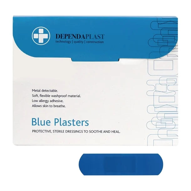 JF013 Dependaplast Blue Food Area Plasters 7.5x2.5cm (Pack 100)