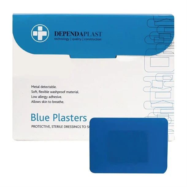 JF014 Dependaplast Blue Food Area Plasters 75x50mm (Pack 50)