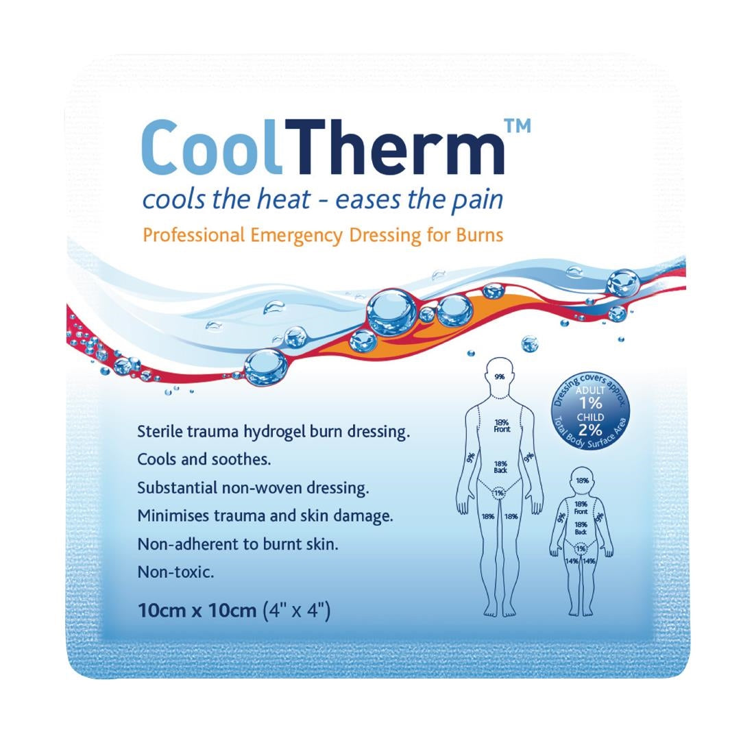 JF039 CoolTherm burn relief dressing 10cm x 10cm