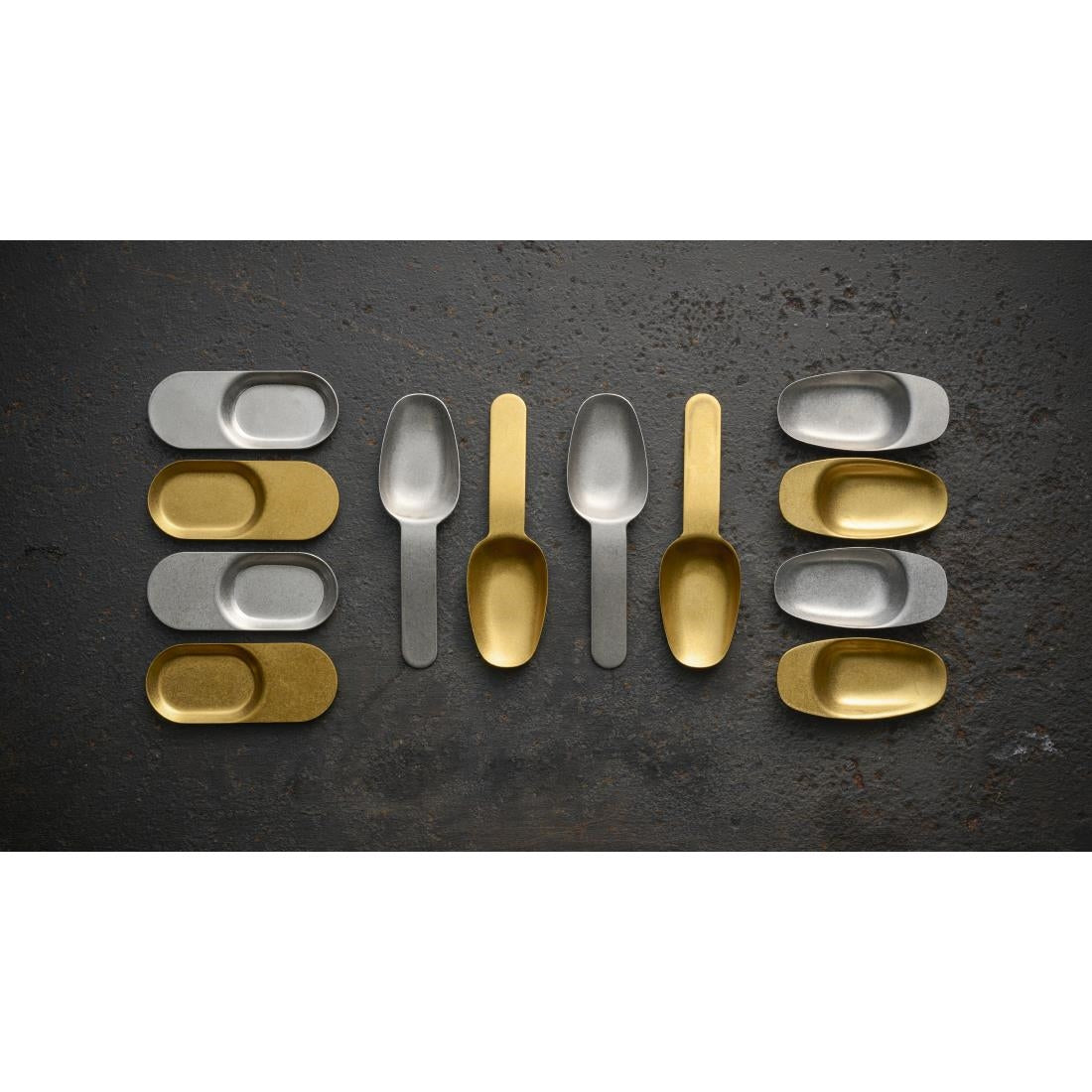 JF702 Churchill Vintage Gold Short Handled Tasting Spoon - 75mm (Pack 12) (Direct)