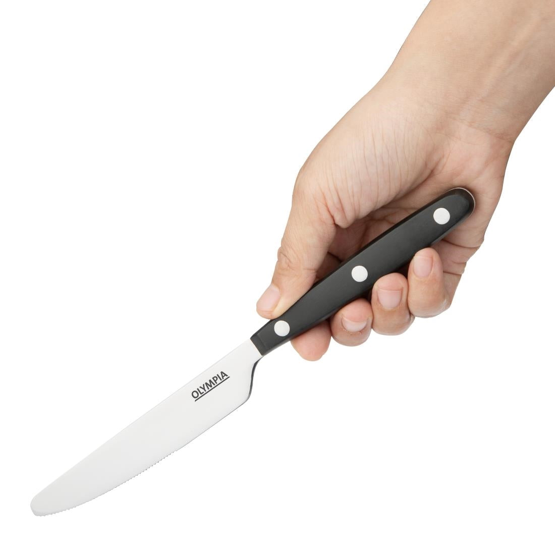 Olympia Taverna Table Knives with Black Handles (12 Pack)