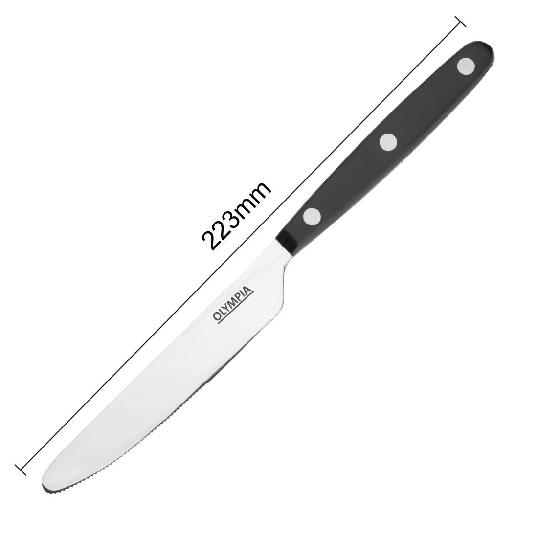Olympia Taverna Table Knives with Black Handles (12 Pack)