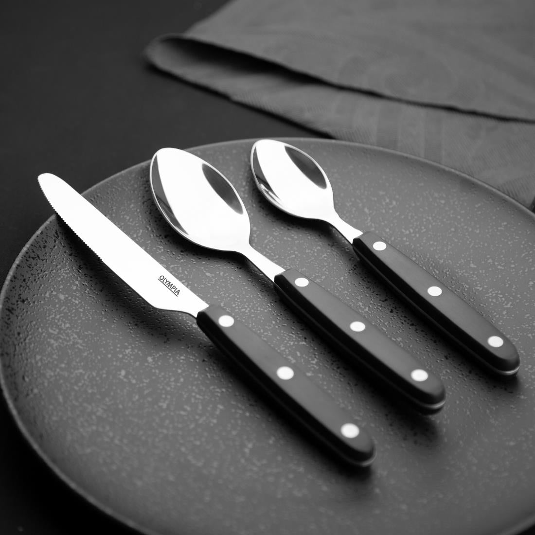 Olympia Taverna Table Knives with Black Handles (12 Pack)