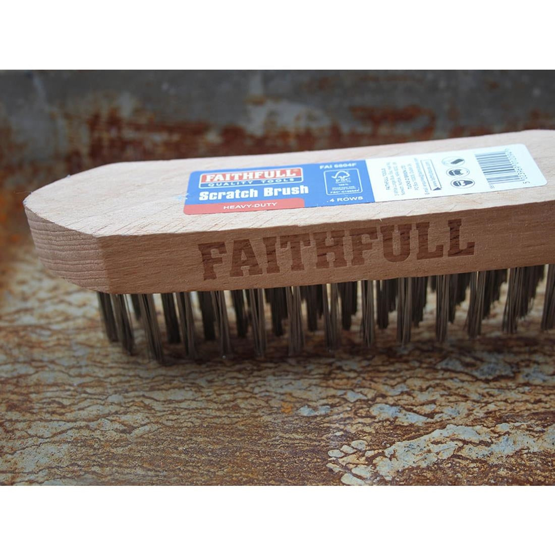 JF947 Faithfull Heavy Duty Wire Grill Brush 4 Row