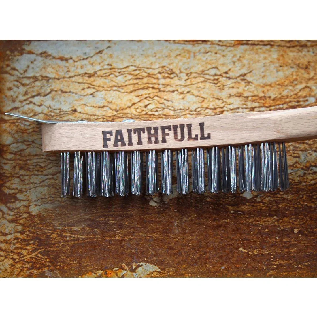 JF948 Faithfull Heavy Duty Wire Grill Brush 4 Row with Scraper